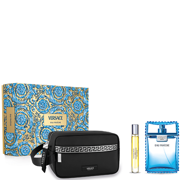 КОМПЛЕКТ VERSACE Man Eau Fresh eau de toilette Комплект тоалетна вода, спрей за пътуване и козметичен несесер - Versace КОМПЛЕКТ VERSACE Man Eau Fresh eau de toilette Комплект тоалетна вода, спрей за пътуване и козметичен несесер - Versace