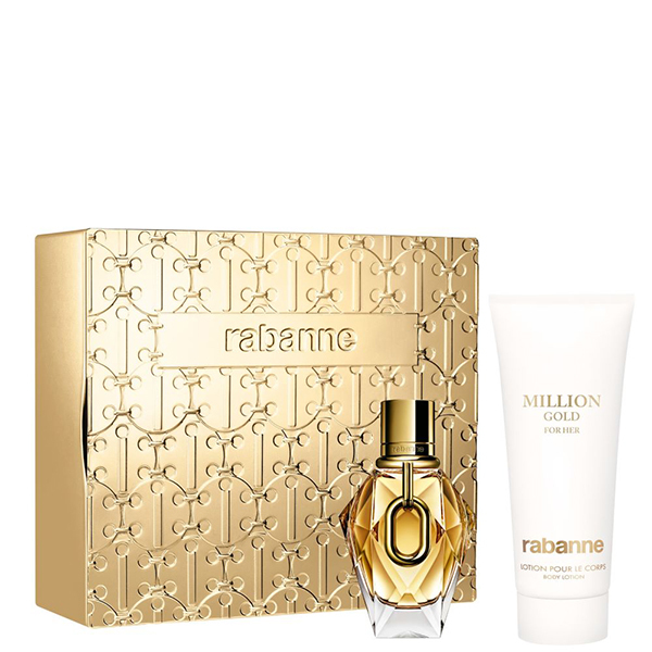 КОМПЛЕКТ MILLION GOLD FOR HER eau de parfum + BODY LOTION Комплект парфюмна вода и лосион за тяло - Rabanne КОМПЛЕКТ MILLION GOLD FOR HER eau de parfum + BODY LOTION Комплект парфюмна вода и лосион за тяло - Rabanne
