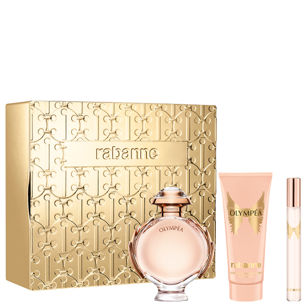 КОМПЛЕКТ OLYMPEA EAU DE PARFUM + BODY LOTION + SPRAY Комплект парфюмна водалосион за тяло и мини спрей - Rabanne КОМПЛЕКТ OLYMPEA EAU DE PARFUM + BODY LOTION + SPRAY Комплект парфюмна водалосион за тяло и мини спрей - Rabanne